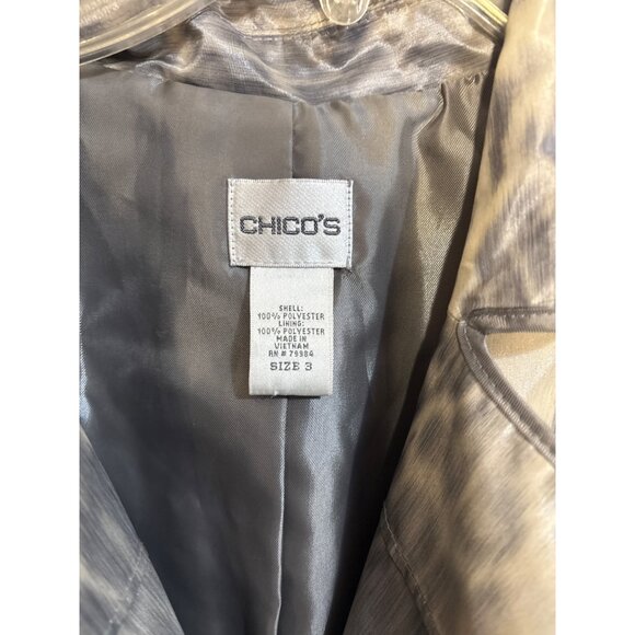 Chicos Animal Print Satin Blazer Jacket Size XL/16 Polyester - Picture 4 of 4